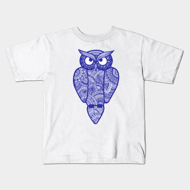 Owl (dark blue) Kids T-Shirt by calenbundalas